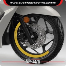 Honda Pcx Jant Kaplama Motosiklet Jant Kaplama Şeridi 13-14 Inch Uyumlu Pcx Tüm Yıllar Metalik Gold Altın Kaplama