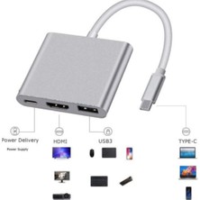 Arabulalaca MACBOOK Air M4 Çip 4K Type-C To 3 Portlu HDMI - USB - Type-C Çevirici Adaptör