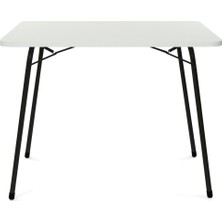 Bofigo Beyaz Katlanır Masa Ahşap Metal 60X80 Cm Balkon Bahçe Piknik İçin Fonksiyonel Tasarım