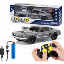 Toyska V8 GT1968 Uzaktan Kumandalı Araba 1:16 Şarjlı Rc Araba Gri