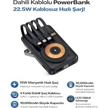 ÇELİKWORK PW-122 10000MAH 15W Kablosuz Kablolu LCD 22.5W Mikro Lightning Type-C Kablolu Powerbank