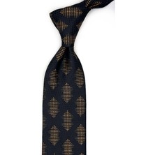 Kravatkolik Siyah - Sarı Motif Desen Mendilli Klasik Kravat KK13418