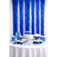 Eng Parti Dünyası Mavi Fon Perde - Eng- Arka Fon