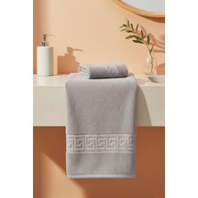 Riva İstanbul Gri Greek 2\'li %100 Pamuklu Havlu Seti