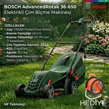 Bosch Çim Biçme Makinesi Universal Rotak 34 + 20 Metre Uzatma Kablosu Hediye