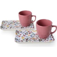 Nacario Springtime Doğaltaş Kahve Sunum Seti 4 Parça 2 Kişilik 19558