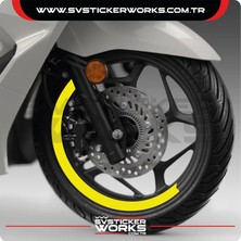 Honda Pcx Jant Kaplama Motosiklet Jant Kaplama Şeridi 13-14 Inch Uyumlu Pcx Tüm Yıllar Sarı Renk