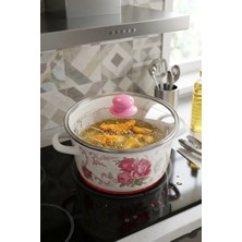 Nishev.com Evini Sev Pembegül Emaye Kızartma Tenceresi 22 cm – Lüks ve Çok Işlevli