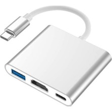 Arabulalaca MACBOOK Air 15 Inç M5 Çip 2026 Model 4K Type-C To 3 Portlu HDMI - USB - Type-C Çevirici Adaptör