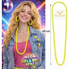 Paradise Sda Neon Sarı Boncuk Kolye 80 cm – Retro 80’ler 90’lar Parti Aksesuarı 4523