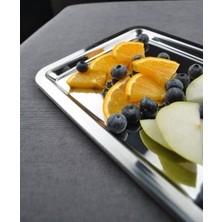 Only Home 1 Adet Paslanmaz Çelik Dikdörtgen 34 cm Sunum Tabağı 19 x 34 cm Sunumluk Tabak Tepsi