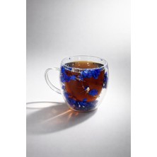 Zürih Collection Kurutulmuş Canlı Çiçekli Çift Cidarlı Çay Kupası Kahve Kupası Mavi Ortanca Çiçeği Çay Bardağı Hediyelik 250 ml