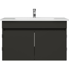 Creavit Flexio 80 cm Kapaklı Katlanabilir Lavabo Dolabı 270 Derece Antrasit Set