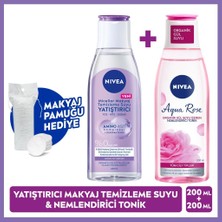 Nivea Yatıştırıcı Micellar Makyaj Temizleme Suyu 200ML ve Nemlendirici Tonik, Pamuk Hediyeli Bakım Rutini