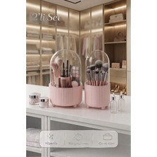 Blackstar Şeffaf Kapaklı 360 Dönebilen Makyaj Organizeri ve Fırça Organizeri 2'li Set