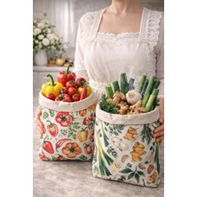 NUMI Naturals Premium Sebze Desenli Balmumu Gıda Saklama Torbası 2’li Set (30X30 Cm)