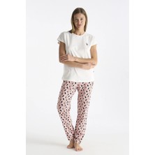 U.s Polo Assn. 20248 Kadın Bisiklet Yaka Kısa Kollu Pijama Takımı-Ekru