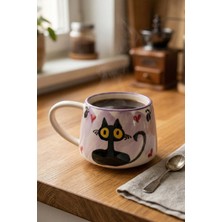 Pawicci Kedi Desenli El Yapımı Seramik Kupa-Pet Serisi