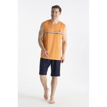 U.s Polo Assn. 19020 Erkek Kolsuz Bisiklet Yaka Şortlu Pijama Takımı-Turuncu