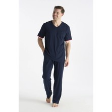 U.s Polo Assn. 19041 Erkek Kısa Kollu V Yaka Pijama Takımı-Lacivert