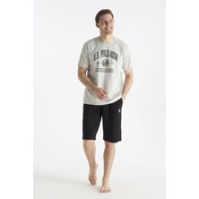 U.s Polo Assn. 19018 Erkek Kısa Kollu Bisiklet Yaka Şortlu Pijama Takımı-Gri