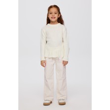 Panço Kız Çocuk Ekru Triko Kazak
