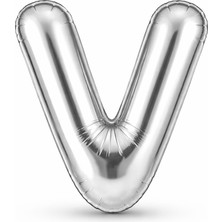 Eng Parti Dünyası V Harfi - Gümüş Folyo Harf Balon 40 Inç