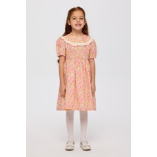 Panço Liberty Kumaş Çiçek Desenli Kız Çocuk Elbise