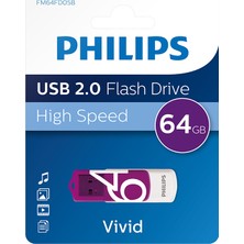 Kaia Life Phılıps FM64FD05B, 64GB, USB 2.0, Vivid, Mor, Flash Disk