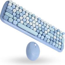 ForWhat Büro Ev Ofis Bilgisayarı Için Sevimli Stil Mavi Klavye Mouse Seti