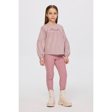 Panço Kız Çocuk Uzun Kollu Pudra Tişört