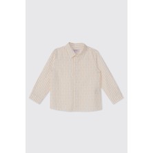 Panço Erkek Bebek Çizgili Ekru Gömlek