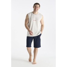 U.s Polo Assn. 19010 Erkek Sıfır Kollu Şortlu Pijama Takımı-Karmelanj