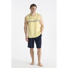 U.s Polo Assn. 19020 Erkek Kolsuz Bisiklet Yaka Şortlu Pijama Takımı-Sarı