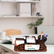 Hediye Vakti Hediye Kişiye Özel Ahşap Masaüstü Isimlik ve Kalemlik Seti