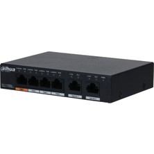 Kaia Life Dahua PFS3006-4GT-60-V2, 4 Port, Gigabit, Poe 60W, 2 Port Uplink, Yönetilemez, Masaüstü Switch