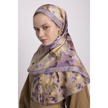 AYSHARA Nevbahar Çiçek Puan Desenli Çift Taraflı Şal - Lila Mor Sarı