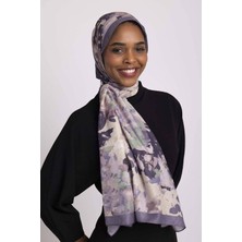 AYSHARA Tomurcuk Yaprak Desenli Tek Taraflı Şal - Lila Mor