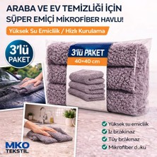 Mko Tekstil 40X40 cm Süper Emici Mikrofiber Kurulama Havlusu 3'lü Paket