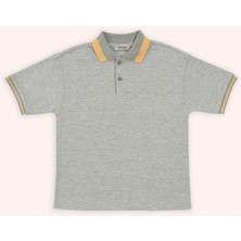 Panço Erkek Çocuk Gri-Melanj Kısa Kollu Polo Yaka Tişört