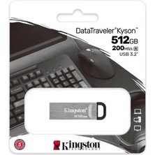 Kaia Life Kıngston DTKN/512GB USB 3.2 Data Traveler Kyson Flash Disk (Siyah-Gri)
