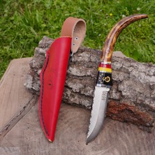 Köse Mehmet Koleksiyonluk ve Hediyelik Galatasaray Taraftar Bıçak - N690 Çelik- Geyik Boynuzu Sap