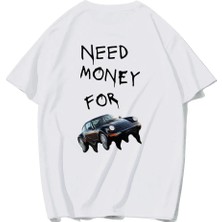 Brz Collection Unisex Oversize I Need Money For My Dream Car (Beyaz)