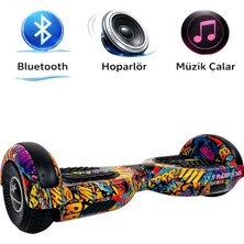 RYDER STAR Elektrikli Kaykay Hoverboard 6.5 Inch Bluetooth Hoparlörlü Otomatik Akıllı Denge - RS-S5 Bang Bang Grafiti