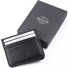 Gencer Leather Deri Kartlık Mıknatıslı Siyah
