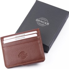Gencer Leather Deri Kartlık Mıknatıslı Kahverengi