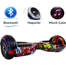 Ryder Star Elektrikli Kaykay Hoverboard Bluetooth Hoparlörlü 6.5 Inch Akıllı Dengeli RS-S5 Grafiti Mix