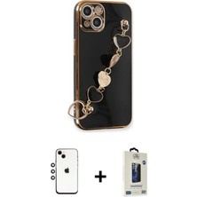 Cepte Toptan iPhone 14 Nova Işık Prime - Siyah Bilvis Hayalet Cam Ekran Koruyucu + Gökkuşağı Shine Kamera Lens