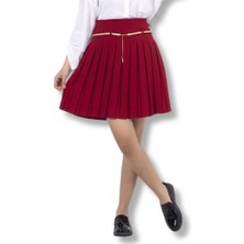 HaanBebe 23 Nisan Çocuk Bayramı Özel - Kız Çocuk Zincir Kemerli Pileli Bayram Eteği