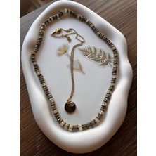 Mimoza Accessories Katmanlı Kolye Seti Kristal Taşlı & Çelik Zincir